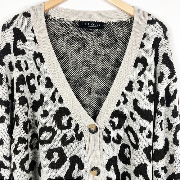 Eloquii Leopard Print Button Front Cardigan | Brown Tan | Size 22/24 - Picture 4 of 10